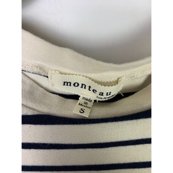 Striped Monteau Los Angeles Short-Sleeve Dress With Crew Neck Size S - Picture 3 of 4